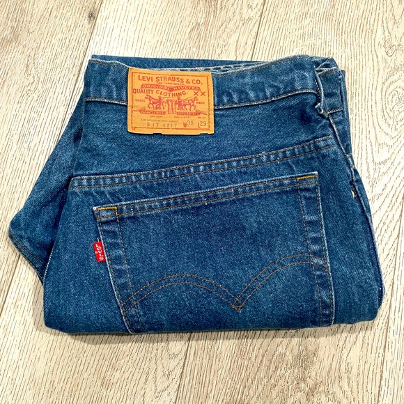 Vintage Levi's 517 Bootcut Jeans 38x29 Made in USA Dark Wash 80s